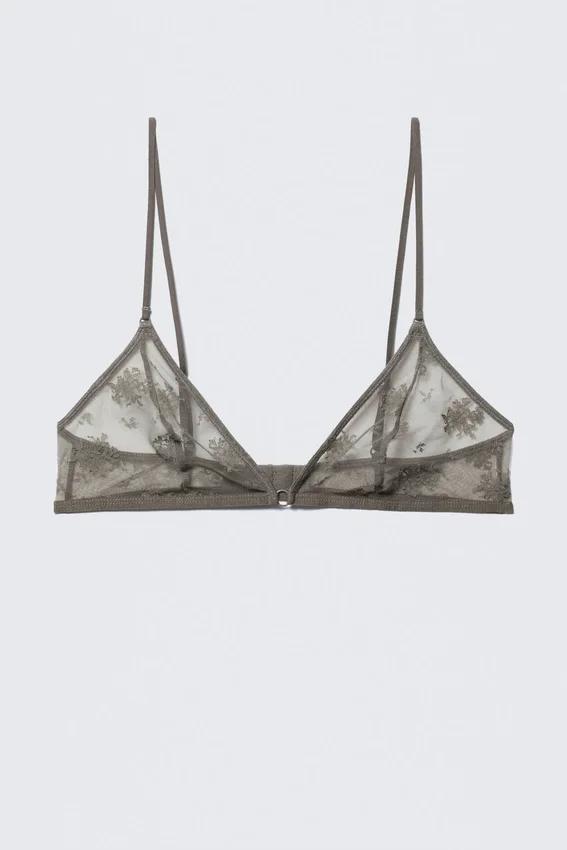 Sujetador triangular de encaje – Gris empolvado Sujetador triangular de encaje – Gris empolvado