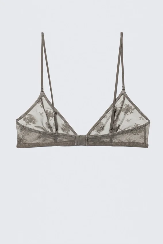 Sujetador triangular de encaje – Gris empolvado Sujetador triangular de encaje – Gris empolvado