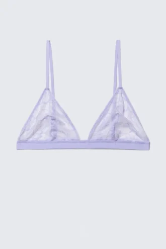 Sujetador triangular de encaje ondulado – Lila claro