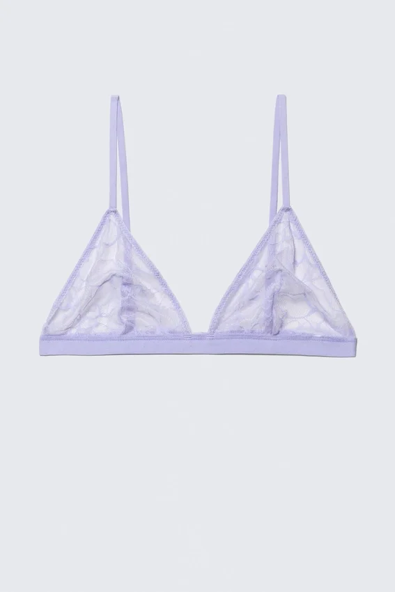 Sujetador triangular de encaje ondulado – Lila claro Sujetador triangular de encaje ondulado – Lila claro