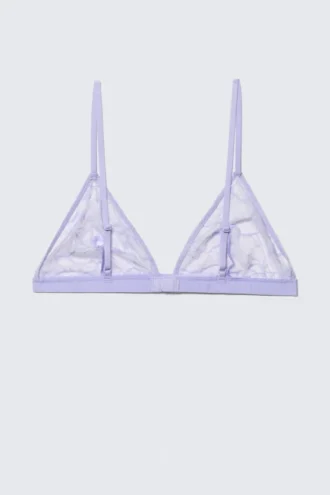 Sujetador triangular de encaje ondulado – Lila claro