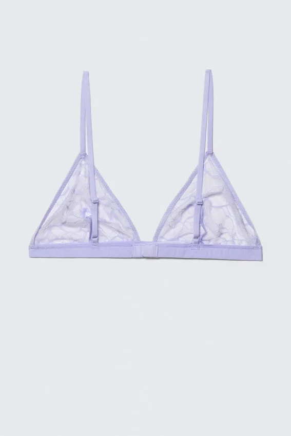 Sujetador triangular de encaje ondulado – Lila claro Sujetador triangular de encaje ondulado – Lila claro