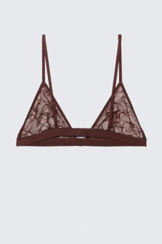 Sujetador triangular de encaje ondulado – Rojo oscuro