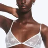 Sujetador triangular de encaje suave – Blanco