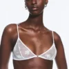 Sujetador triangular de encaje suave – Blanco