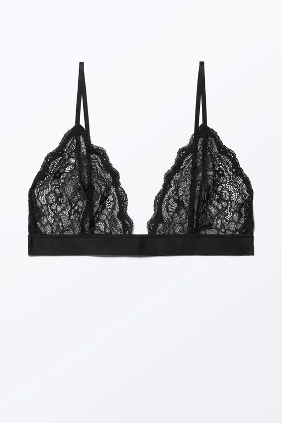 Sujetador triangular de encaje suave Lacey – Negro Sujetador triangular de encaje suave Lacey – Negro