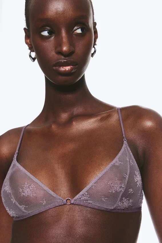 Sujetador triangular de encaje suave – Lila empolvado Sujetador triangular de encaje suave – Lila empolvado