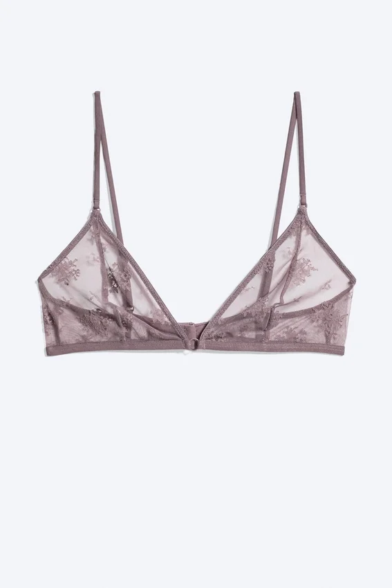 Sujetador triangular de encaje suave – Lila empolvado Sujetador triangular de encaje suave – Lila empolvado