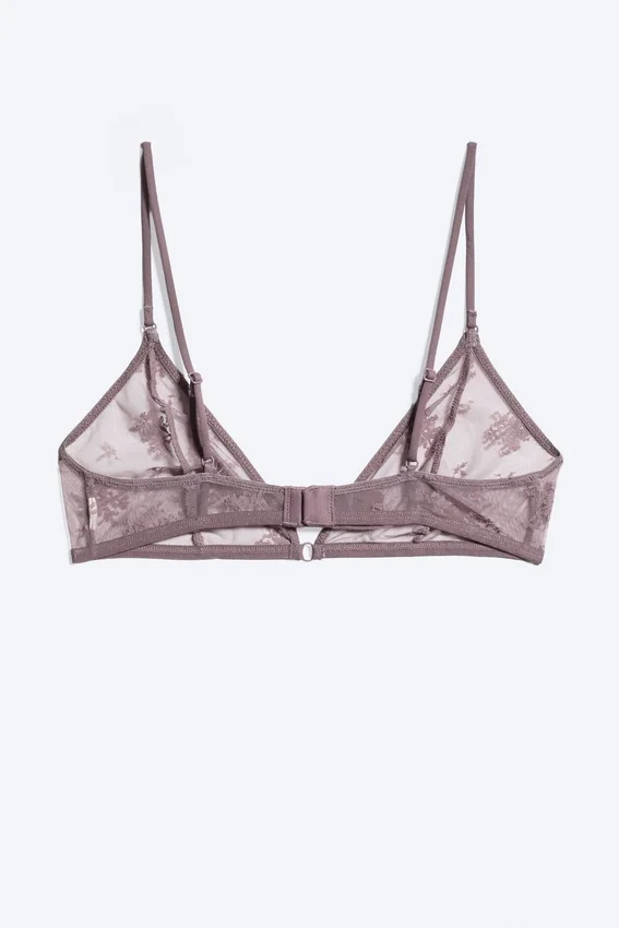 Sujetador triangular de encaje suave – Lila empolvado Sujetador triangular de encaje suave – Lila empolvado
