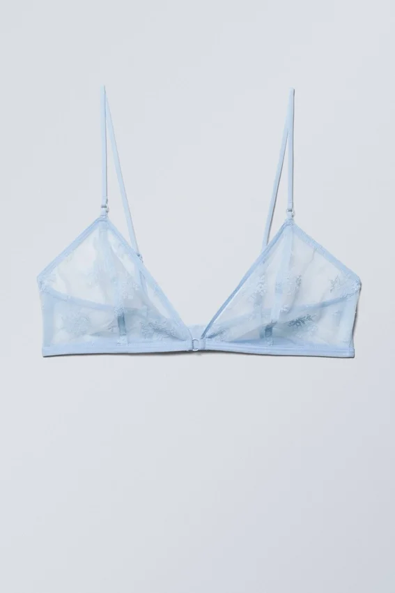 Sujetador triangular de encaje transparente – Azul claro Sujetador triangular de encaje transparente – Azul claro