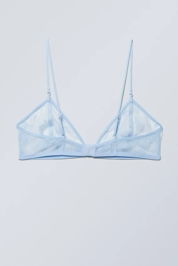 Sujetador triangular de encaje transparente – Azul claro Sujetador triangular de encaje transparente – Azul claro