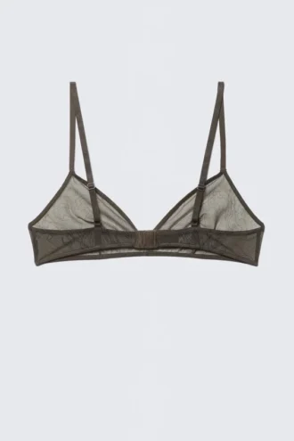 Sujetador triangular de malla estampada Mila – Marrón oscuro