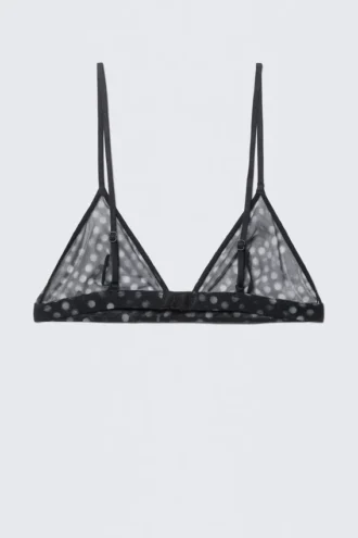 Sujetador triangular de malla estampada – Negro – Lunares