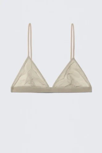 Sujetador triangular de malla suave – Beige