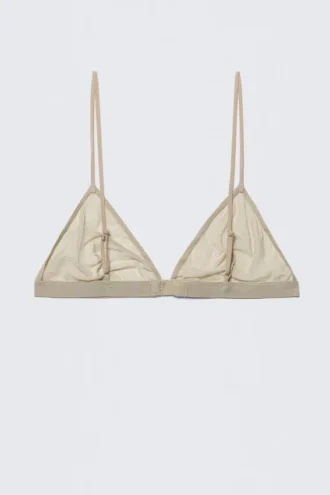 Sujetador triangular de malla suave – Beige