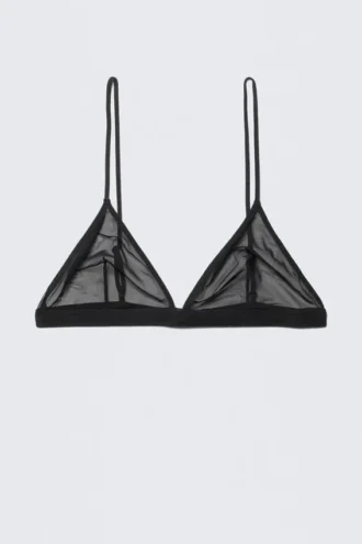 Sujetador triangular de malla suave – Negro