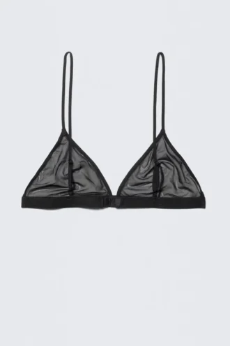 Sujetador triangular de malla suave – Negro