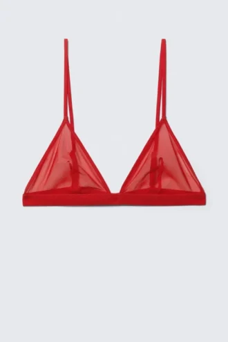 Sujetador triangular de malla suave – Rojo brillante