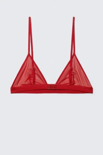 Sujetador triangular de malla suave – Rojo brillante