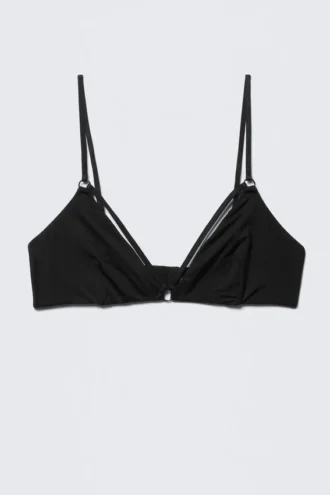 Sujetador triangular de tirantes suaves – Negro