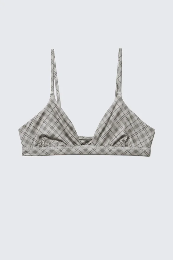 Sujetador triangular suave – Gris claro a cuadros Sujetador triangular suave – Gris claro a cuadros