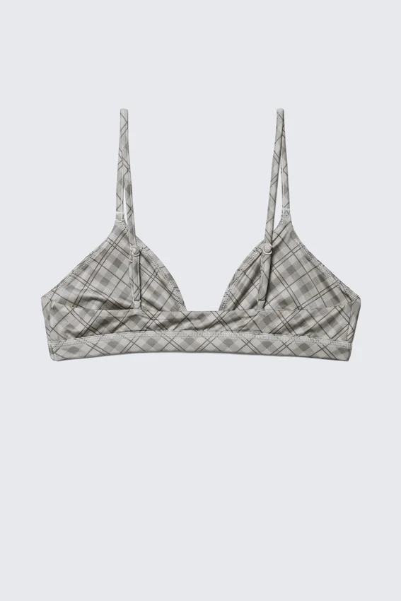 Sujetador triangular suave – Gris claro a cuadros Sujetador triangular suave – Gris claro a cuadros