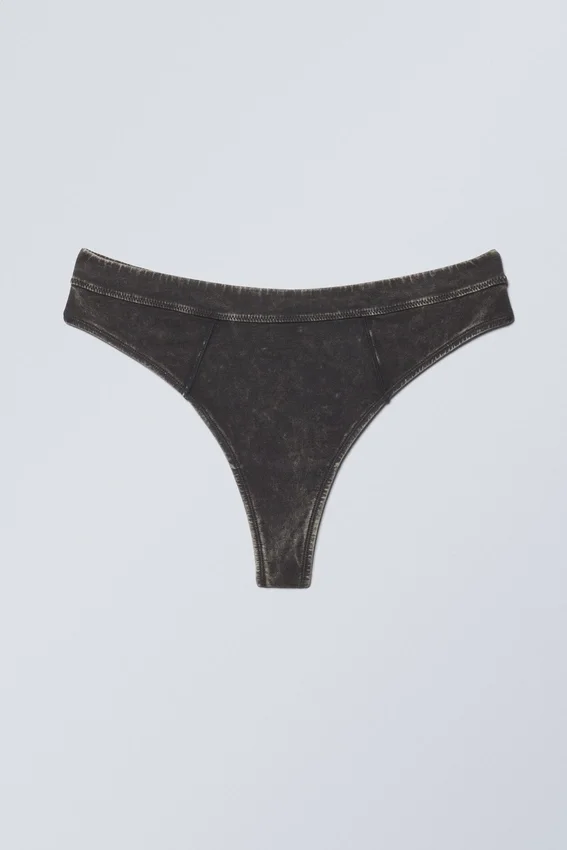 Tanga de algodón lavado Miley – Negro lavado con lejía Tanga de algodón lavado Miley – Negro lavado con lejía