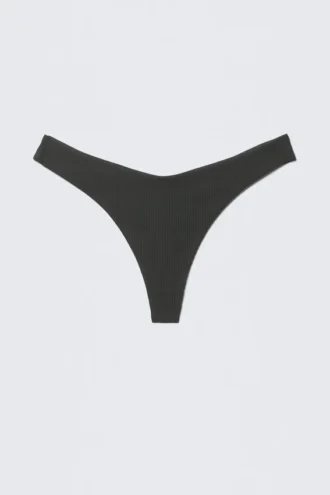 Tanga de bikini con costuras en V – Gris oscuro
