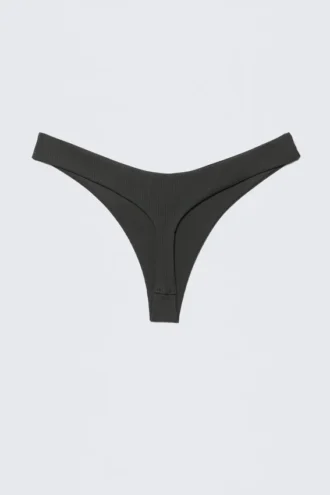 Tanga de bikini con costuras en V – Gris oscuro