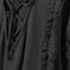 Túnica larga con volantes y aberturas – Gris oscuro