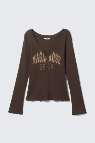 Top acampanado de manga larga – Marrón