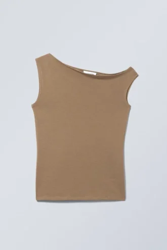 Top ajustado asimétrico – Beige