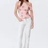 Top ajustado con fruncidos y hombros descubiertos – Rosa – Estampado floral Top ajustado con fruncidos y hombros descubiertos – Rosa – Estampado floral