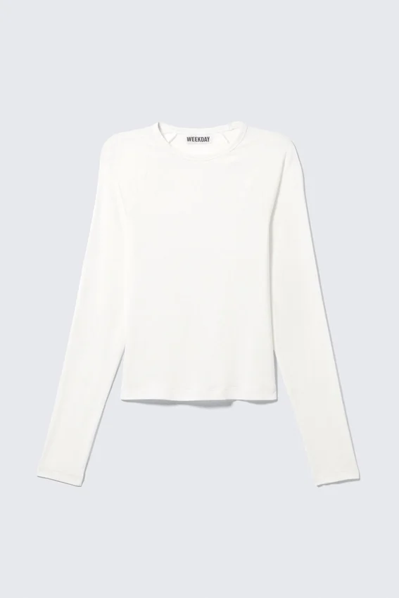 Top ajustado con mangas raglán – Blanco Top ajustado con mangas raglán – Blanco
