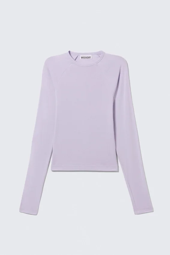 Top ajustado con mangas raglán – Morado claro Top ajustado con mangas raglán – Morado claro