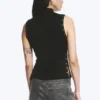 Top ajustado de cuello alto con botones a presión – Negro Top ajustado de cuello alto con botones a presión – Negro