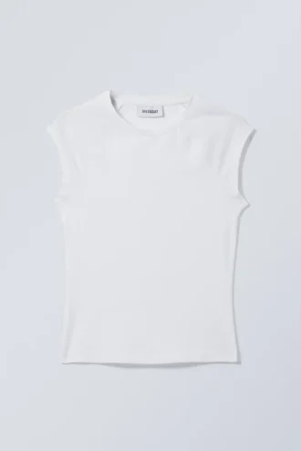 Top ajustado de manga corta – Blanco