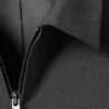 Top ajustado de manga corta con cremallera – Gris oscuro jaspeado