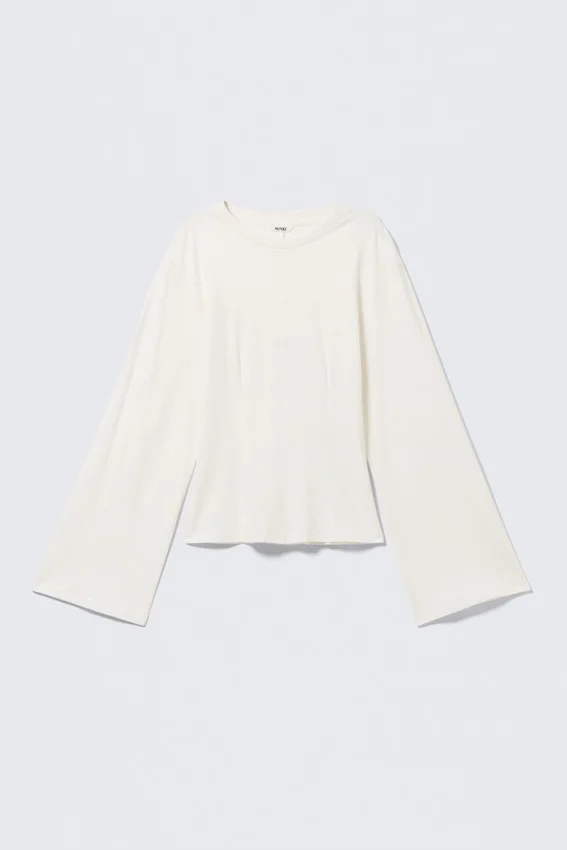 Top ajustado de manga larga – Blanco apagado Top ajustado de manga larga – Blanco apagado