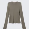Top ajustado de manga larga con botones a presión – Gris empolvado Top ajustado de manga larga con botones a presión – Gris empolvado