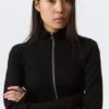 Top ajustado de manga larga con cuello alto y cremallera – Negro Top ajustado de manga larga con cuello alto y cremallera – Negro