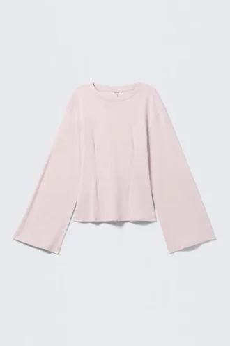 Top ajustado de manga larga – Rosa claro