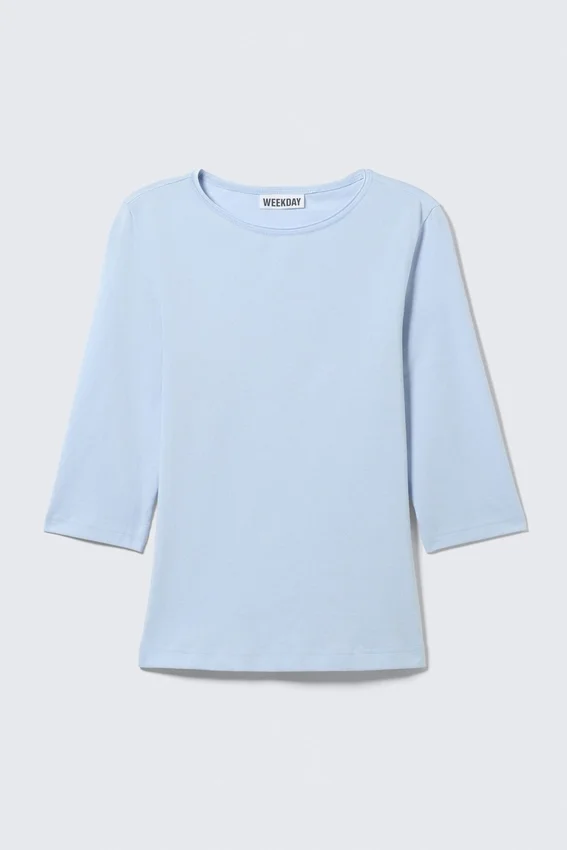 Top ajustado de manga tres cuartos – Azul claro Top ajustado de manga tres cuartos – Azul claro