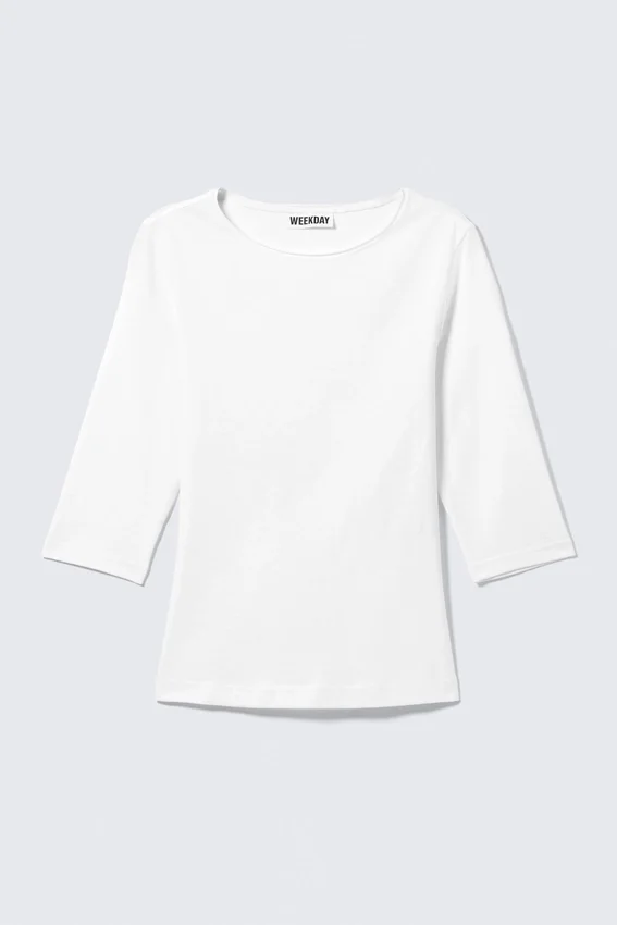 Top ajustado de manga tres cuartos – Blanco Top ajustado de manga tres cuartos – Blanco