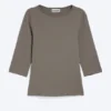 Top ajustado de manga tres cuartos – Gris empolvado
