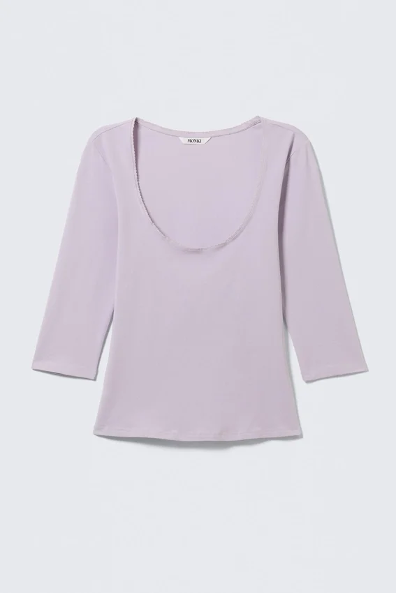 Top ajustado de manga tres cuartos – Lila claro Top ajustado de manga tres cuartos – Lila claro