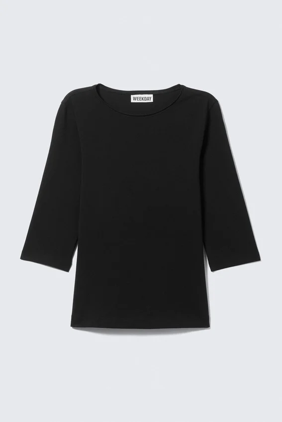 Top ajustado de manga tres cuartos – Negro Top ajustado de manga tres cuartos – Negro