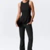 Top ajustado de nailon con peplum – Negro Top ajustado de nailon con peplum – Negro