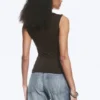 Top ajustado sin mangas con cuello en V – Marrón oscuro Top ajustado sin mangas con cuello en V – Marrón oscuro