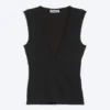 Top ajustado sin mangas con cuello en V – Negro Top ajustado sin mangas con cuello en V – Negro